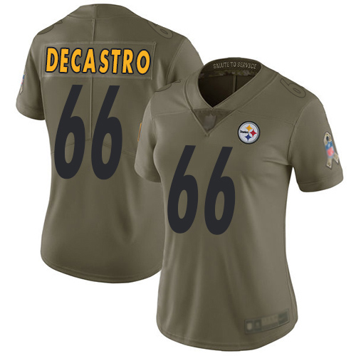 Women Pittsburgh Steelers Football #66 Limited Olive David DeCastro 2017 Salute to Service Nike NFL Jersey